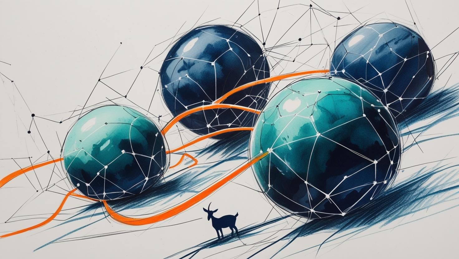 This image illustrates granulosa cells represented as spheres, overlaid with gene expression networks. Orange lines depict AI pathways used to classify cell fertility potential, highlighting the integration of machine learning in reproductive cell profiling.